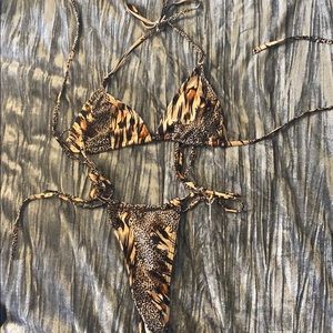 Animal print thong bikini